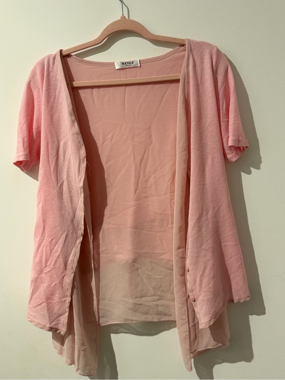 Layered Pink Short-Sleeve Cardigan Top #balletcore - Picture 4 of 4